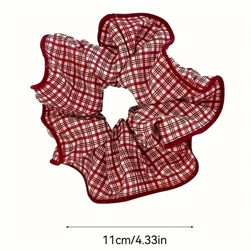 2/3pcs High End Red Cute Dot Plaid Scrunchies for Women Girls Soft Elastic Hair Ties Gentle Hair Bands Fashion Hair Accessories