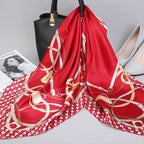 Fashion Kerchief Silk Satin Neck Scarf For Women Print Hijab Scarfs Female 90*90cm Square Shawls and Wraps Scarves For Lady