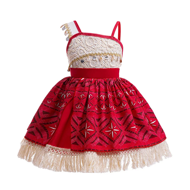 Disney New Moana Dress Costumes Kids Girl Cosplay Toddler Movie Ocean Adventure Infant Frock Halloween Party With Chick Clothes