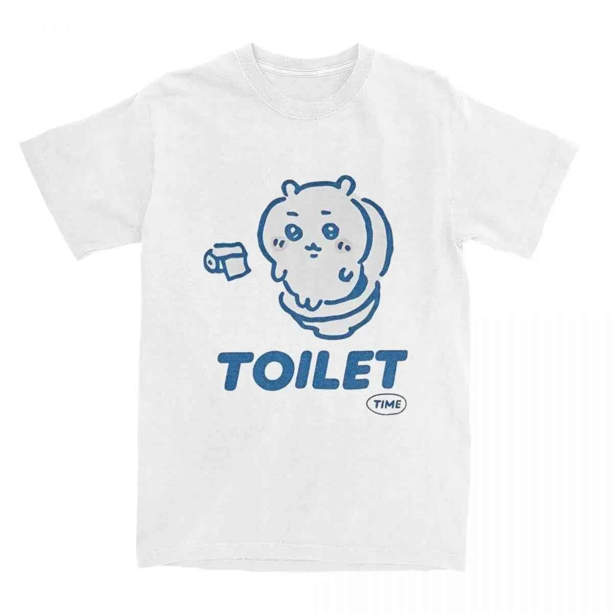 Chiikawa Toilet Time T Shirts Harajuku Stylish Casual Cotton Vintage Men Women Short Sleeve Oversized Streetwear Unisex Tops