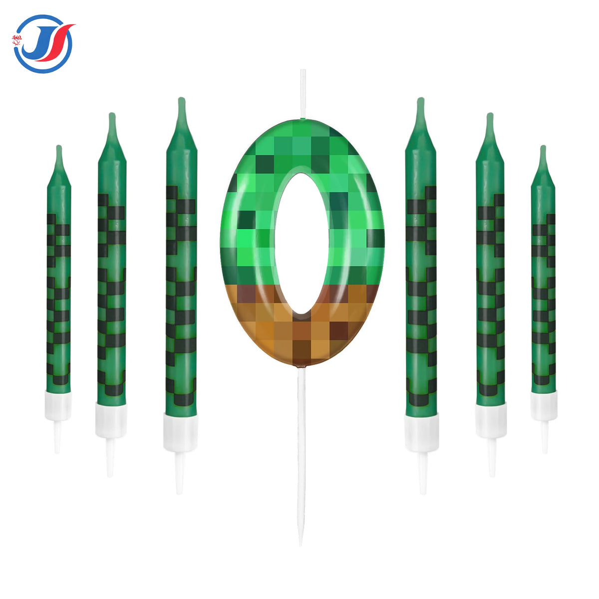 7Pcs Pixel Birthday Cake Candles Topper for Pixel Theme Party Anniversary Party Video Game Party Supplies for Boys Girls