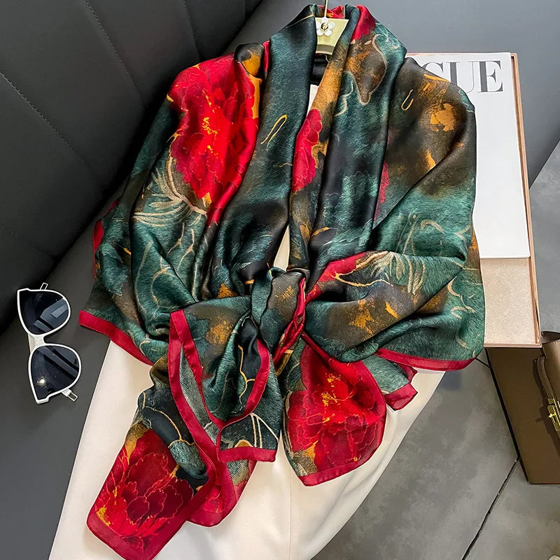 Spring Scarf Women's Luxury Design Polyester Material Smooth Scarf Soft Shawl Beach Scarf