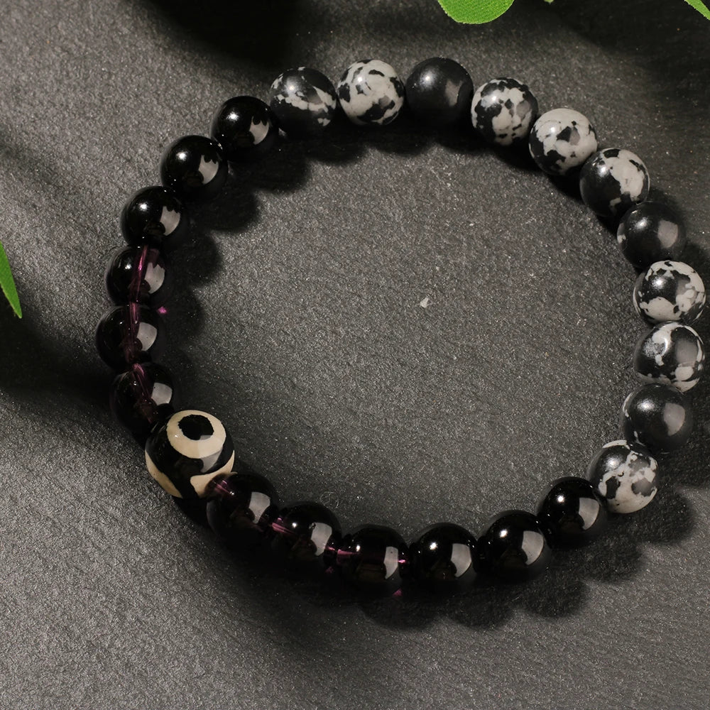 Eye Bracelets for Women Cute Spring Summer Beach Holiday Jewelry Natural Stone Beads Bangles Purple Black Gray Beads Bracelts
