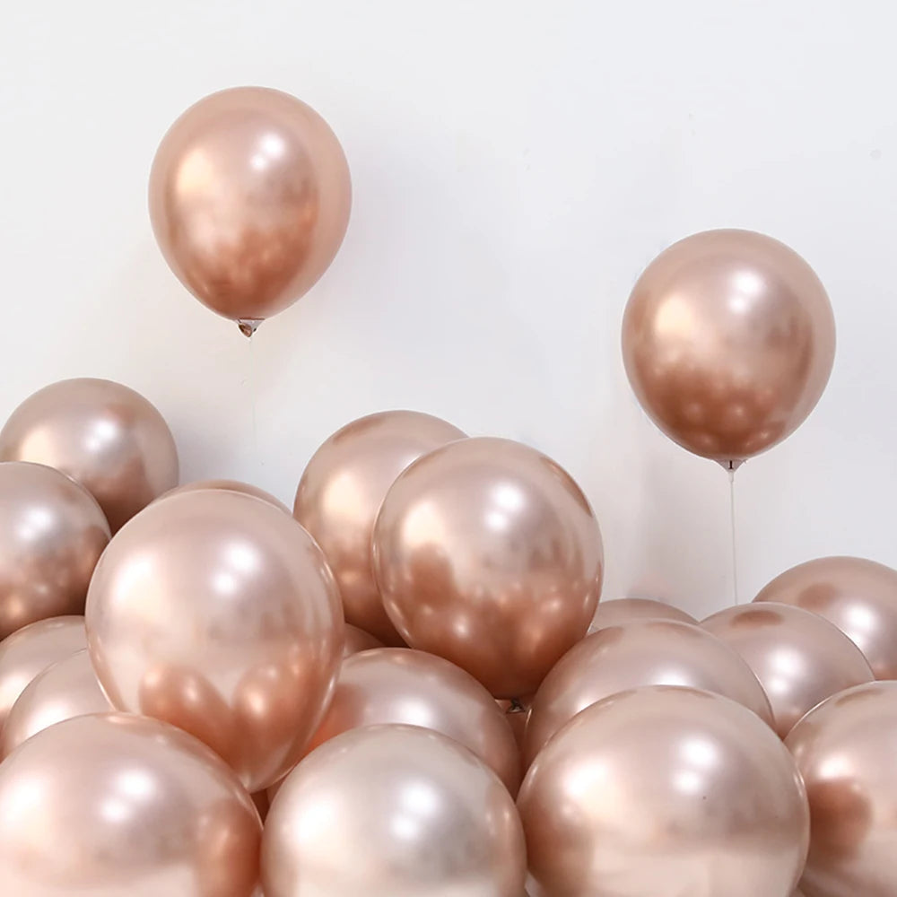 10- 100 pieces metal balloon Gold Silver Chrome Ballon Wedding Decoration white black Macaron Birthday Party Supplies 10 12 inch