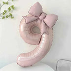 32 Inch Pink Number 0-9 Foil Balloon with Bow – Ideal for Girls Wedding Birthday Party Decorations