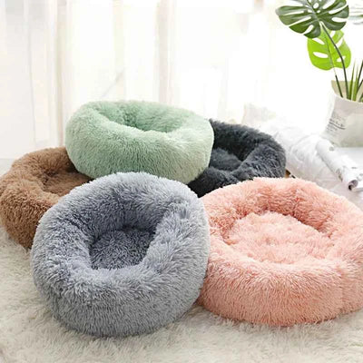 Round pet bed for anxious pets - Plush and calming