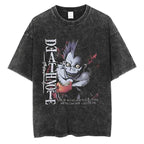 Harajuku Vintage Washed T Shirts Death Note Anime Graphic Printing T Shirt Oversize Cotton Fashion Streetwear Unisex Top Tee