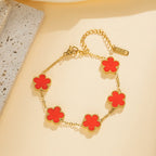 1 PCs Adjustable  Stainless Steel Plant Flower Bracelet With Five Leaf Petals Women's Luxury Gifts Clover Fashion Jewelry