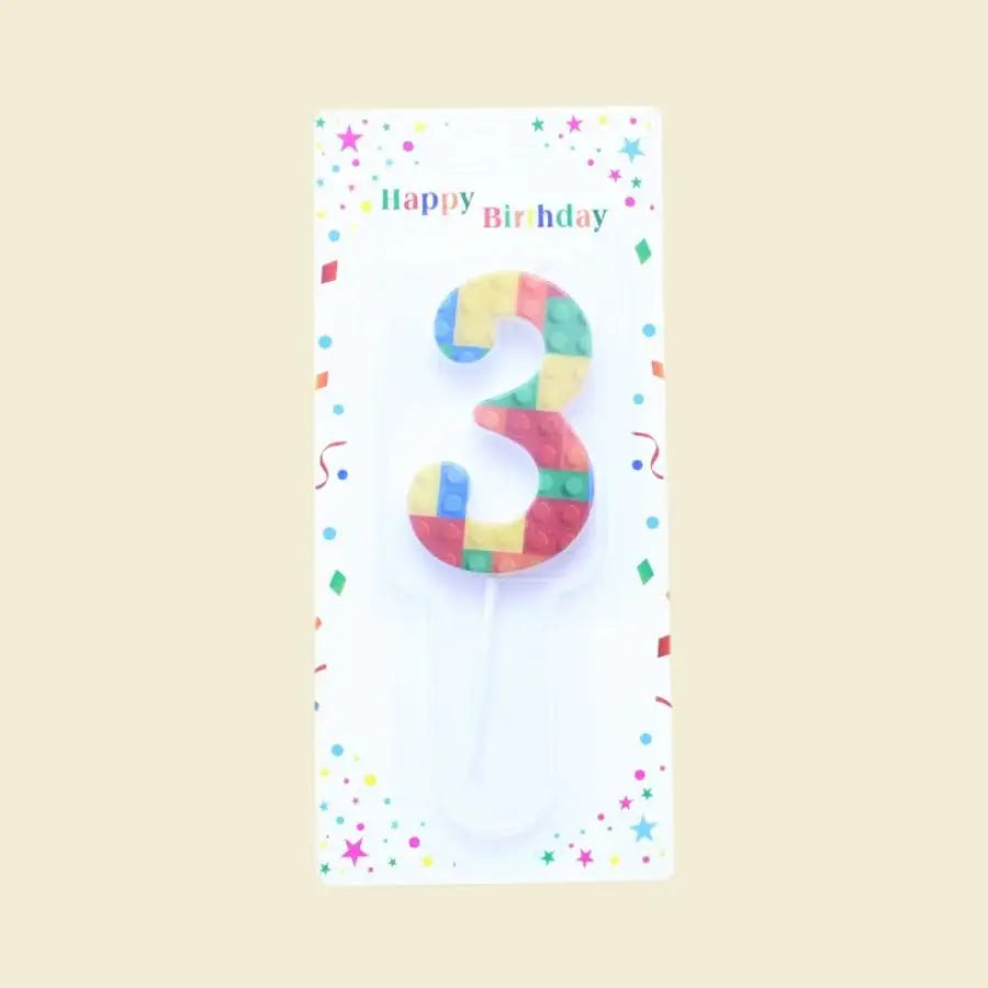 1 PCS  Colored Building Block Shaped Digital Candle Cake Decoration 0-9 Birthday Baking Decoration Plugin