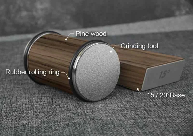 Rolling Knife Sharpener Kit – Magnetic Diamond Sharpening Stone with 15° & 20° Angle Guide
