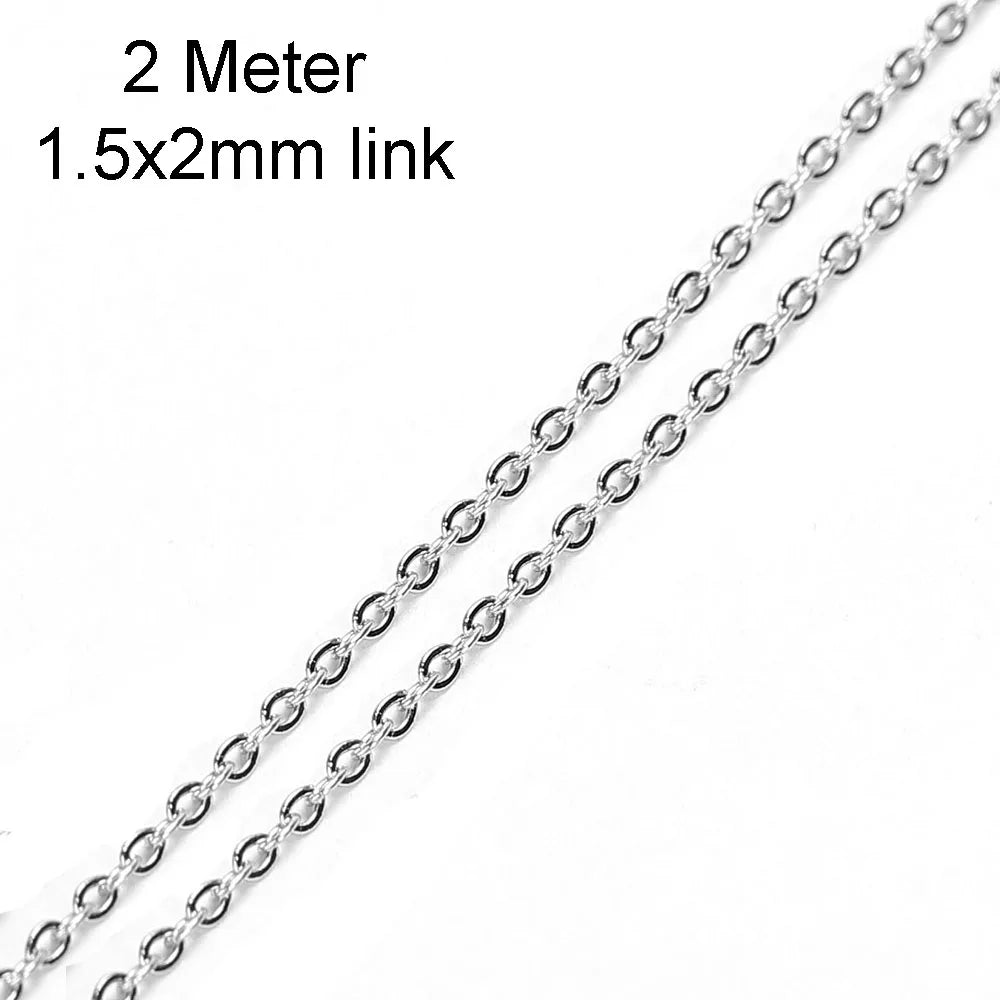 2/10 Meters Stainless Steel Chain 1 1.5 2mm Gold&Steel Color Link for DIY Jewelry Making Necklace Bracelet Bulk Chain Supplies
