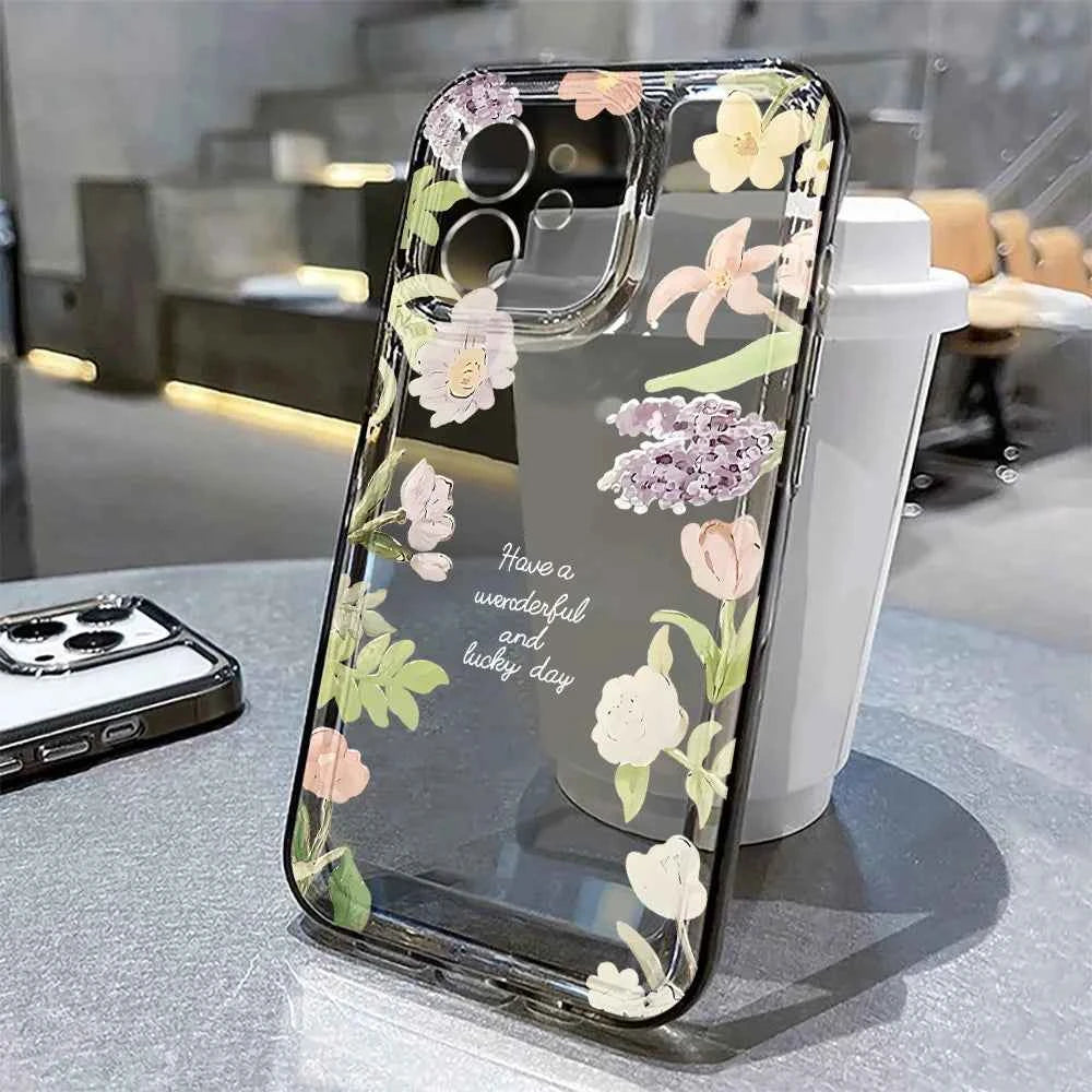 Flower Phone Case For iPhone 16 13 15 11 12 14 17 Pro Max Air 16E XS XR 7 8 SE Shockproof Transparent Cover Silicone Soft Fundas