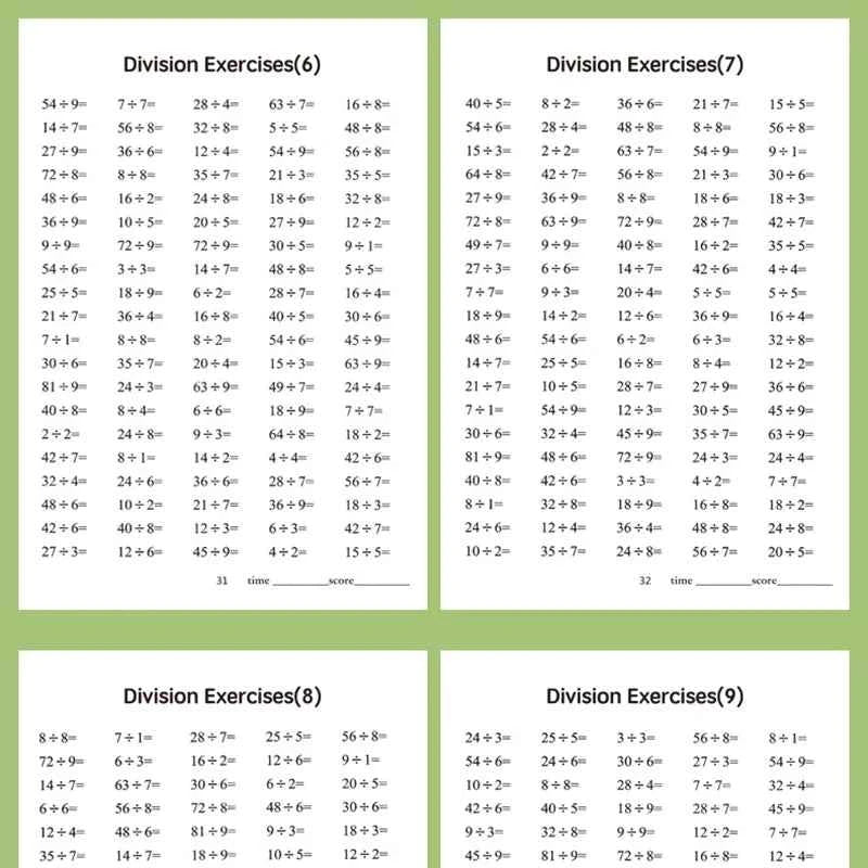 Multiplication and division workbook, math practice book, improve calculation skills, educational tool for brain development