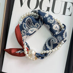 1/2PCS Elegant Pearl Tail Magnetic Clasp Scarf Summer New Versatile Breathable Fashion Artistic Accessory Neck Wrap Scarves