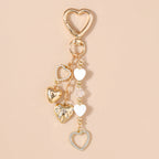Cute Bowknot Love Heart Keychain Crystal Pearl Key Ring Pendants for Women Girls Handbag Decor DIY Handmade Key Chain Gifts