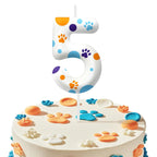 Blue Dog Paw Themed Birthday Candle Number 0-9 Party Decoration Cartoon Dog Paw Candle for Cake Toppers Party Supplies