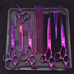 Pet Grooming Scissors Purple Dragon Japan Stainless Pink Curved Scissors For Dogs Dog Thinning Scissors Pet Chunker Shears Z3003