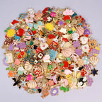 30/60/100pcs Random Mix Enamel/Drip Oil Charms For Jewelry Making Bulk Trinkets Charm Flower Heart Animal Bag Charm DIY Pendant