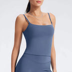 NCLAGEN GYM Tank Top With Built-In Bra Women's Yoga Clothing Running Square Neck Fitness Vest Beautiful Back Sports Workout