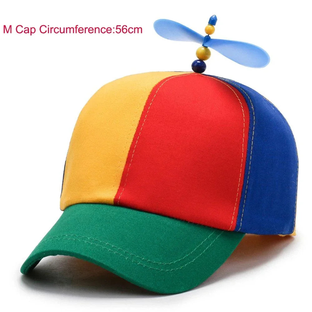 Bamboo Dragonfly Rainbow Sun Cap Funny Adventure Dad Hat Snapback Hat Helicopter Propeller Design for  Boys Girls Adult