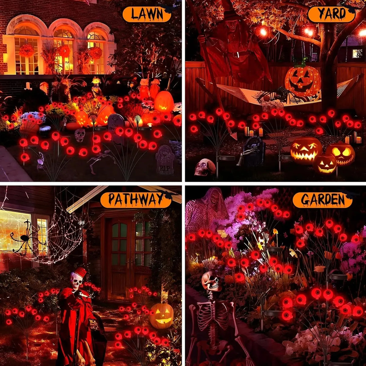 Halloween Outdoor Solar Eyeball Garden Lights Waterproof Purple Green Red LED Lawn Lights Yard Terraces Balcony Horror Decor