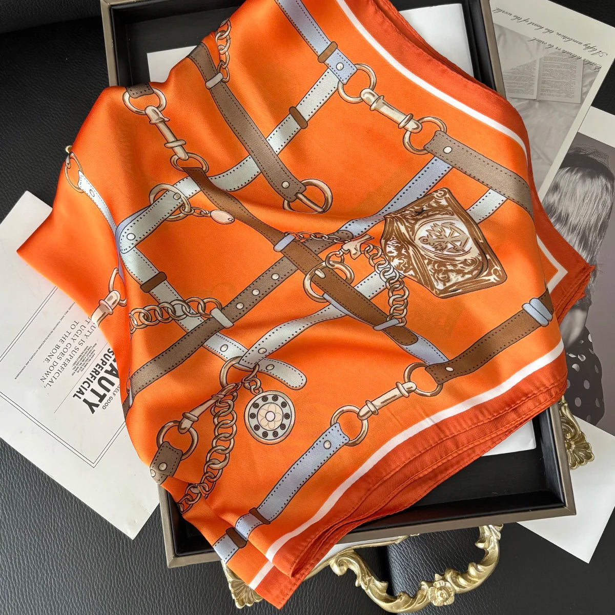 Luxury 70*70cm Square Scarf for Women Soft Satin Neckerchief Female Hair Bands Elegant Ladies Bag Ribbon Headband Bandana Shawl