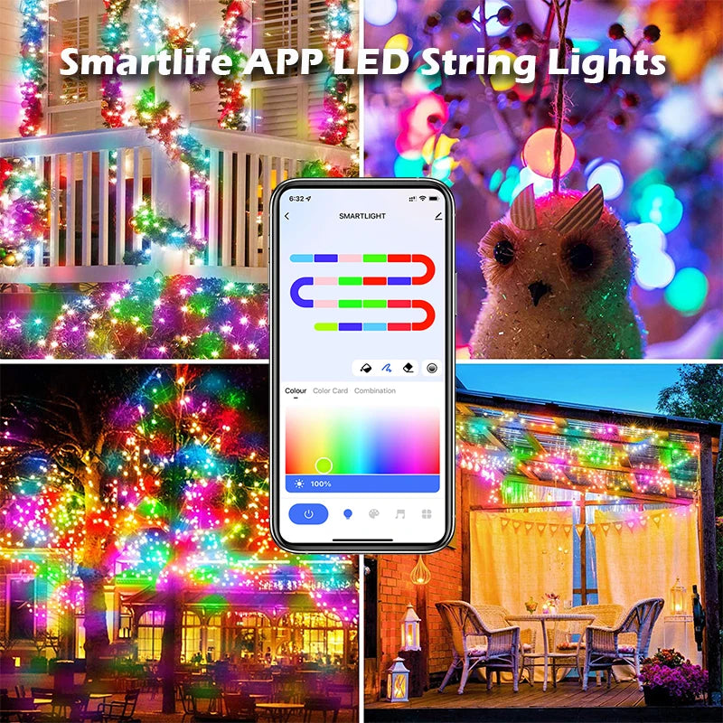 TUYA USB LED String Christmas Lights WS2812B RGBIC Light WIFI Full Color Addressable Individually LED Fairy String For Home
