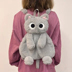 Black Cat Backpacks Big Eyes Kitten Doll Plush Kawaii Stuffed Animals Shoulder Bag Large-capacity Soft Toy Fashion Crossbody Bag