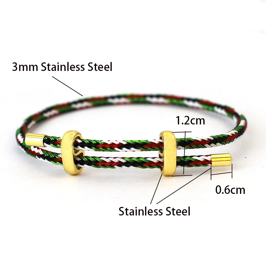 Adjustable Simple Stainless Steel Wire Charm Bracelet Unisex Sliding Knot Good Luck Red Rope Braslet Outdoor Cycling Accessories