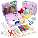 Crochet Kit Beginners Crochet Hook Set with Crochet Yarn,Portable Crochet Set Crochet Hooks Travel Knitting Crochet Supplies