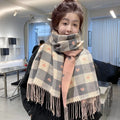 1 Piece of Women's Autumn and Winter Heart-Shaped Scarf, Women's Plaid Comfortable Scarf, Thick Large Blanket Shawl Scarf