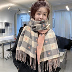 Women’s Plaid Heart-Shaped Winter Blanket Shawl Scarf