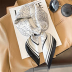 2025 Silk Shawl Print Headscarf Cat Hair Wrap Neckerchief Female Satin Square Scarf For Women Headband Foulard Hijab Bandana