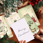 20pcs Christmas Decor Postcards With Stickers,For Christmas Home Office Wall Art Decor,Diy Christmas Crafts,Gift Wrapping Cards