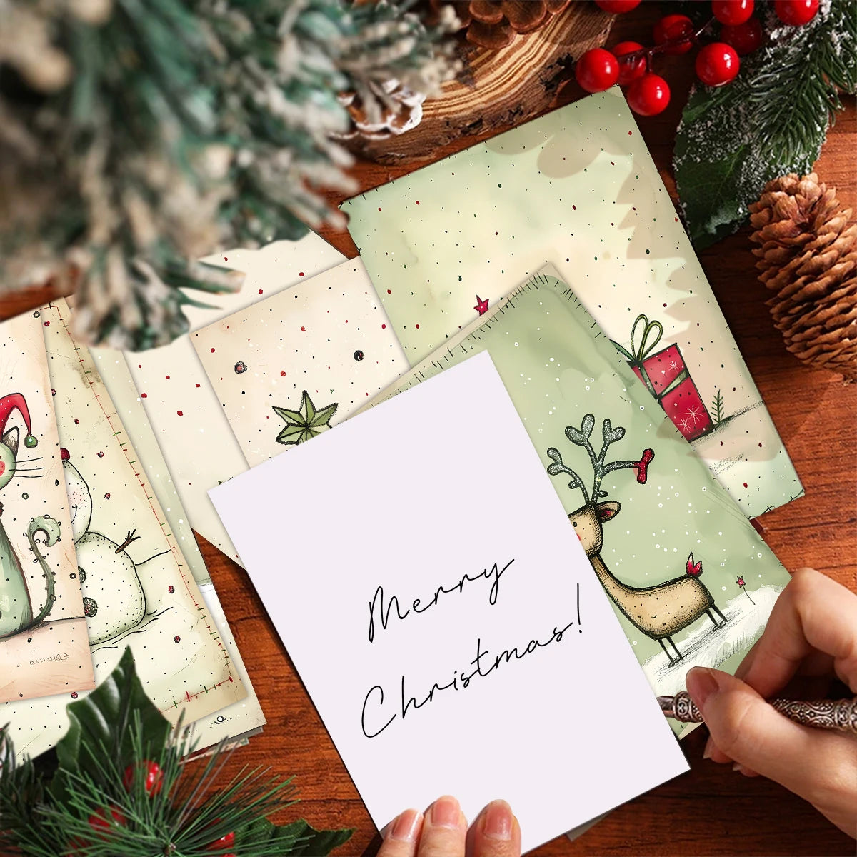 20pcs Christmas Decor Postcards With Stickers,For Christmas Home Office Wall Art Decor,Diy Christmas Crafts,Gift Wrapping Cards