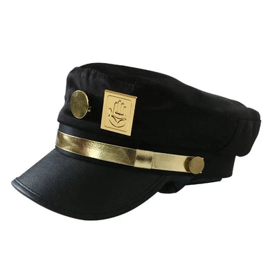 Anime JoJos Bizarre Kujo Jotaro Cosplay Cap Unisex Adult Metal Badge Hat Prop