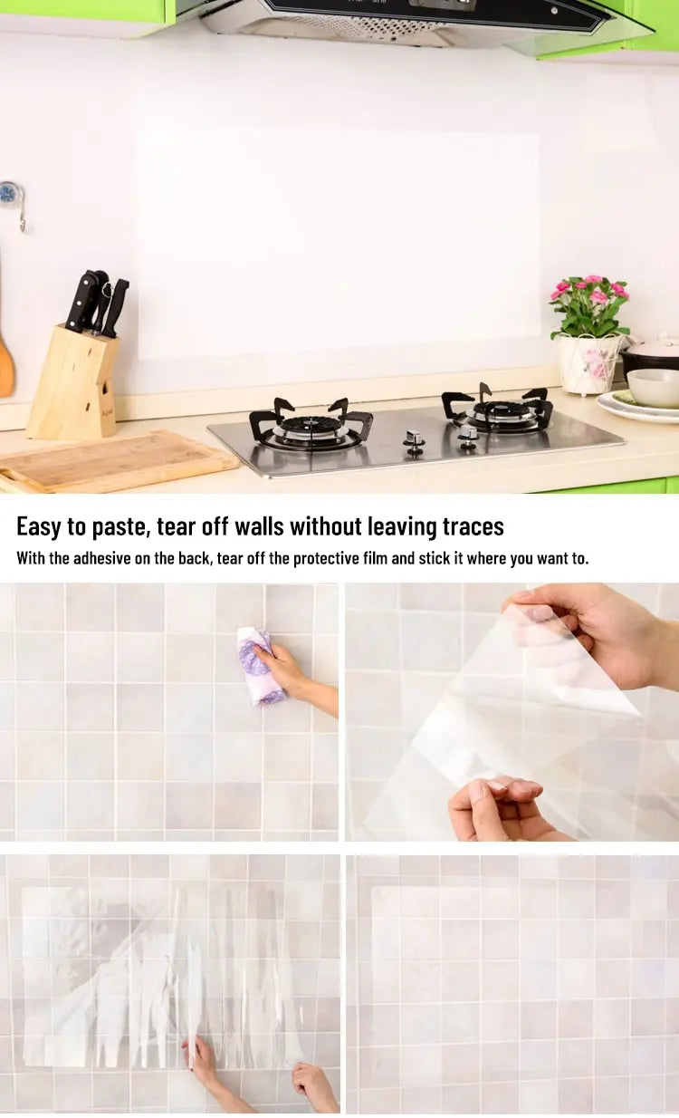 Kitchen Wall Protector Film – Oil Proof Heat Resistant Wall Sticker