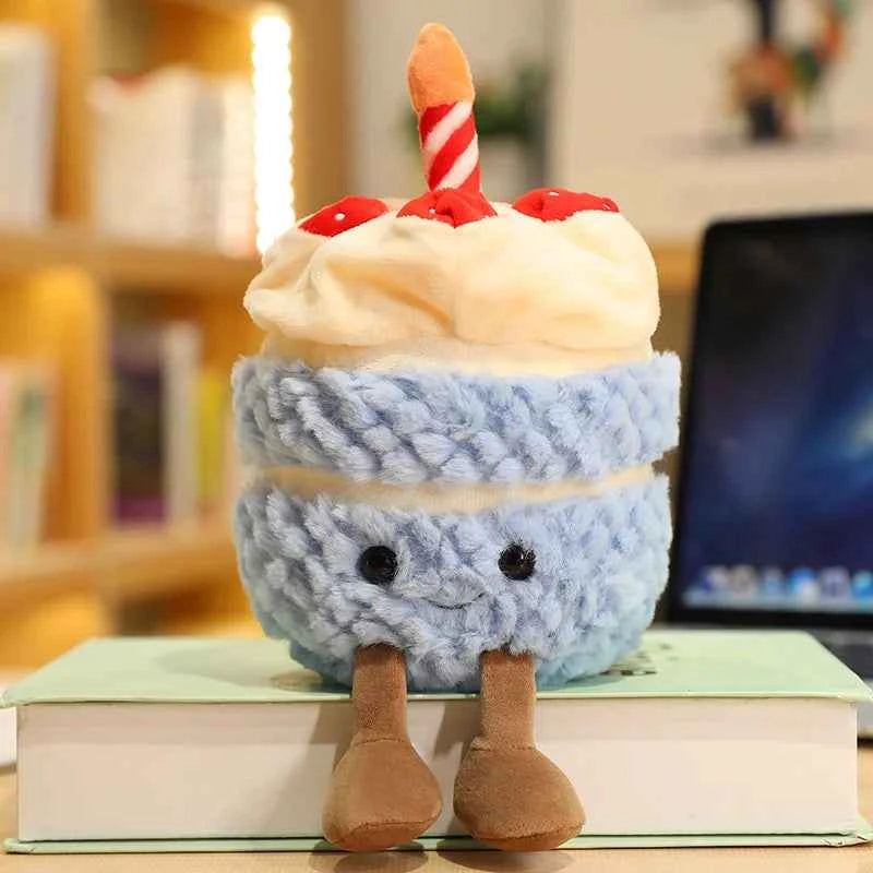 Kawaii Cartoon Hot Cake Plush Doll High Quality Soft Stuffed Fruit Strawberry Wedding Cake Simulation Food Plush Toy Home Decor