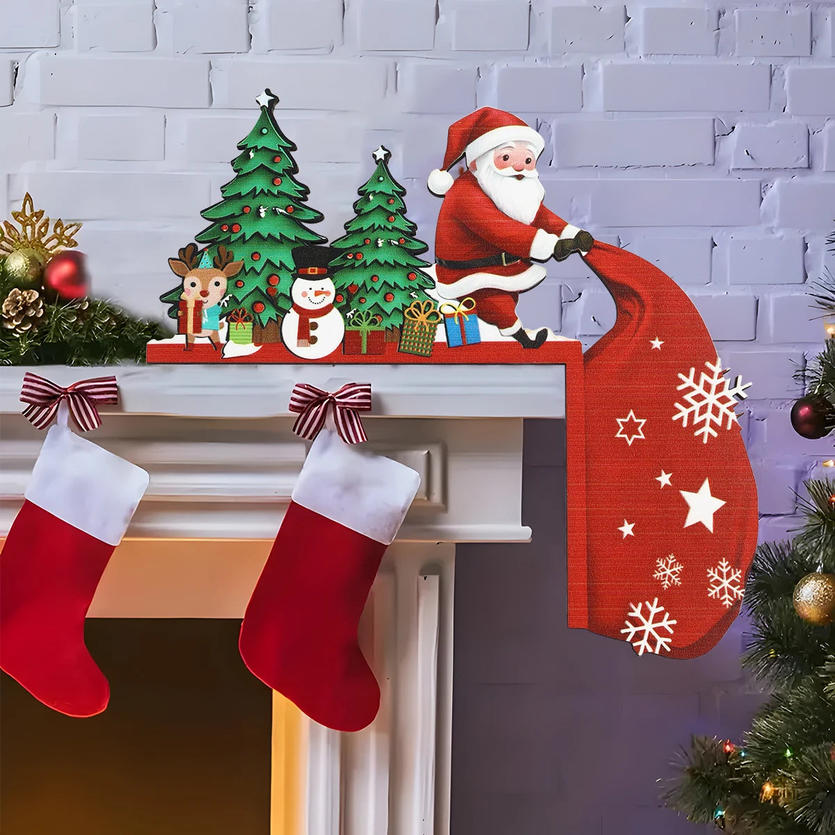 Christmas Wooden Ornament Christmas Party Decoration 2025 Xmas Santa Claus Snowman Pendants Navidad Natal New Year Gift 2026