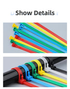 20pcs Plastic Reusable Cable Zip Ties 8*200/250/300/450 Releasable Nylon Adjust Loose Slipknot Recycle Detachable Bundle 5*200