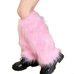 Foot Cover Faux Fur Furry Leg Warmers 40cm Japanese Style Lolita Boots Cover Kawaii Y2K Warm Knee Sleeve Autumn/Winter