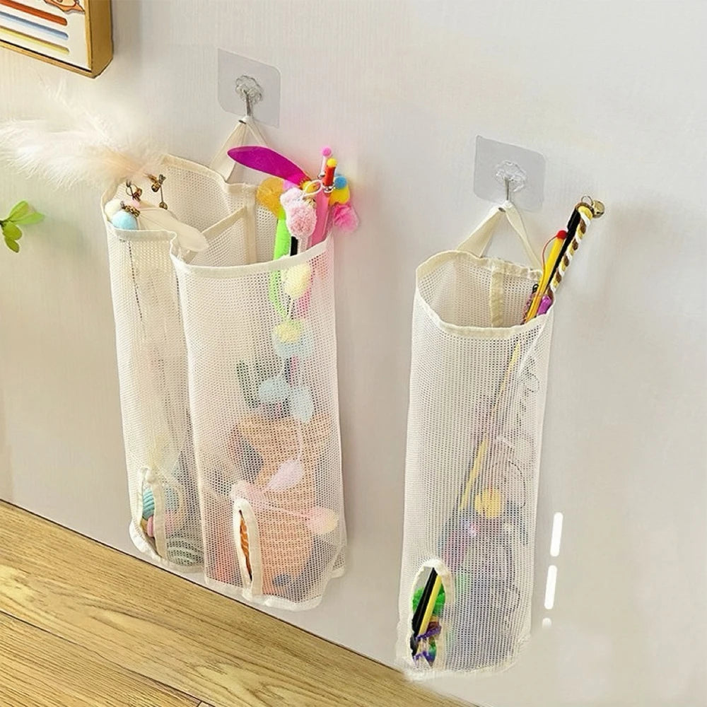 Cat Stick Wall-Mounted Mesh Storage Gag-Suitable For Pet Toys, Cat Toy Storage, Puppy Toys Storage bag without Taking Up Space