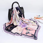 Fashion Kerchief Silk Satin Neck Scarf For Women Print Hijab Scarfs Female 90*90cm Square Shawls and Wraps Scarves For Lady