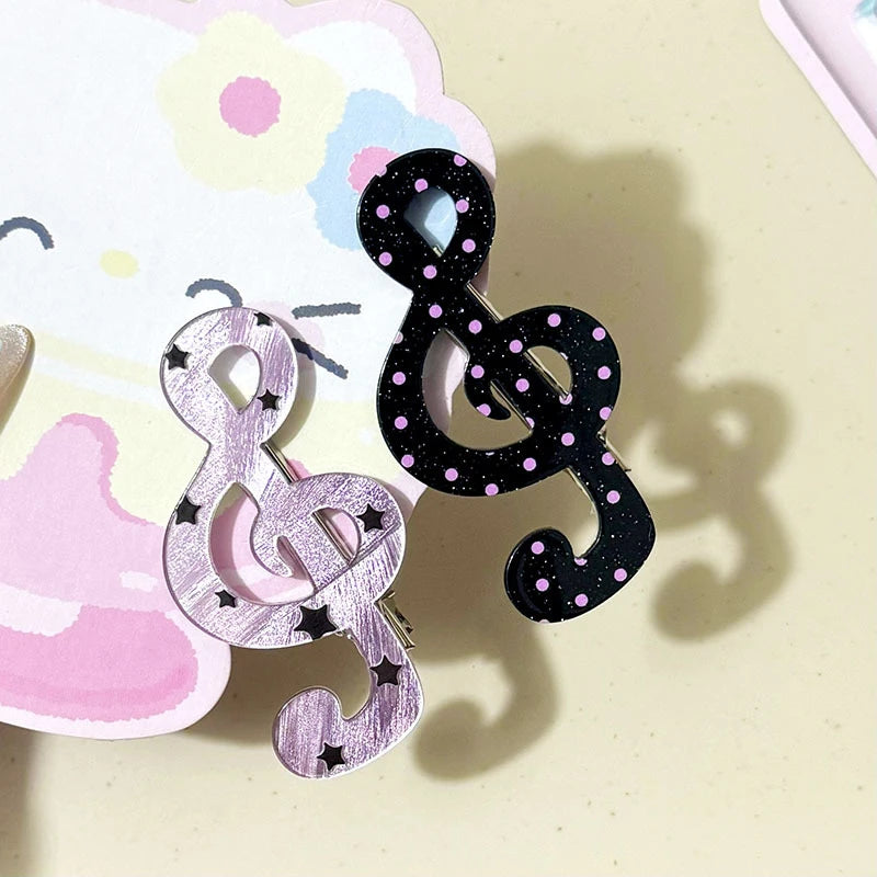 1/2pcs Y2K Style Musical Note Hair Clip Harajuku Hairclips Side Bangs Clip Sweet Girl Hairpin for Women Trendy Hair Accessories