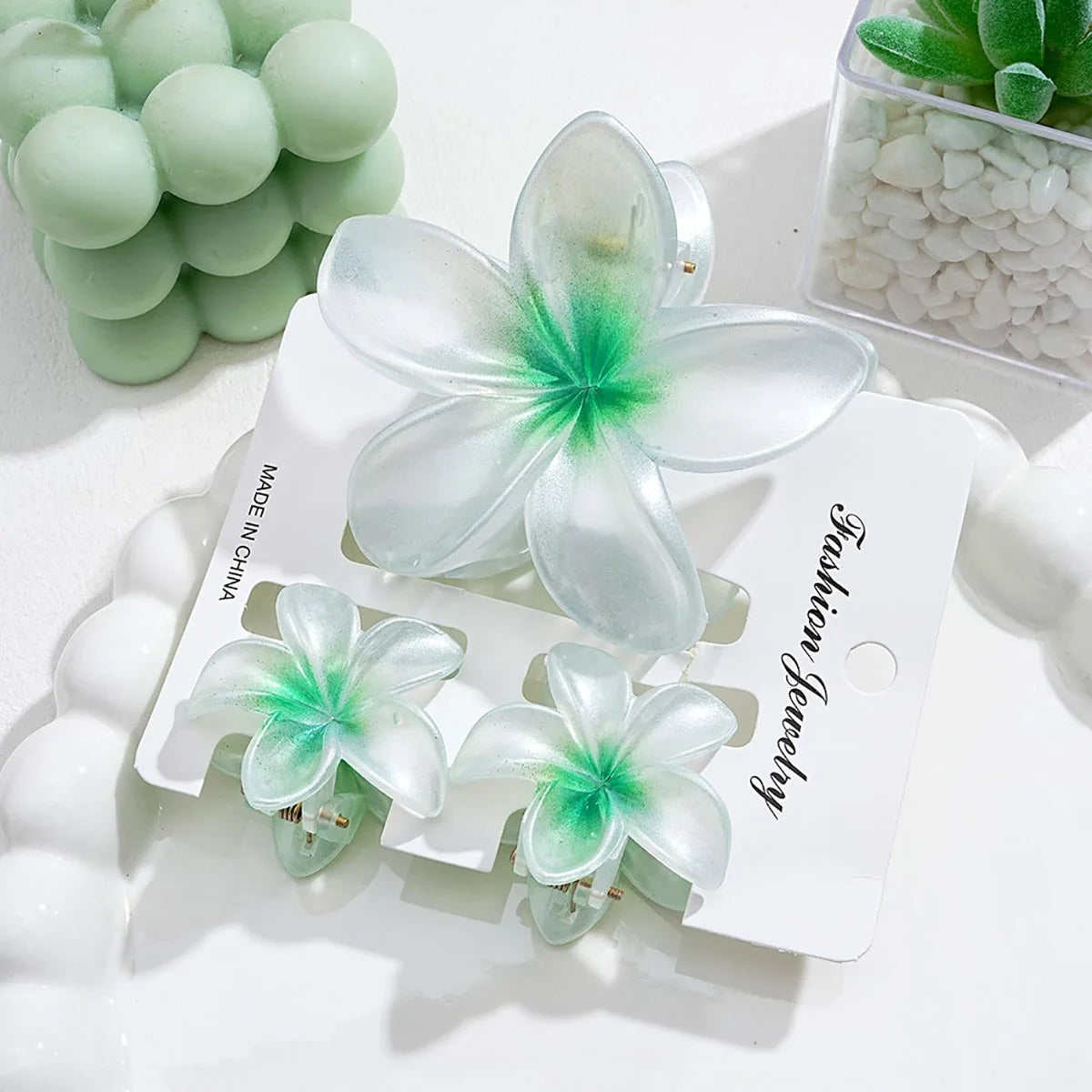 3Pcs/18Pcs Egg Flower Hair Clips Gradient Candy Color Flowers Suitable for Daily Backcombed Ponytail Shark Clip Hair Accessories