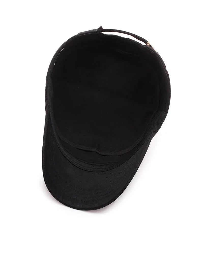 Four Seasons Flat Top Hat Men'S Simple Cotton Peaked Hat Fashion Baseball Cap Casual Cap, Commuter Sunshade Hat