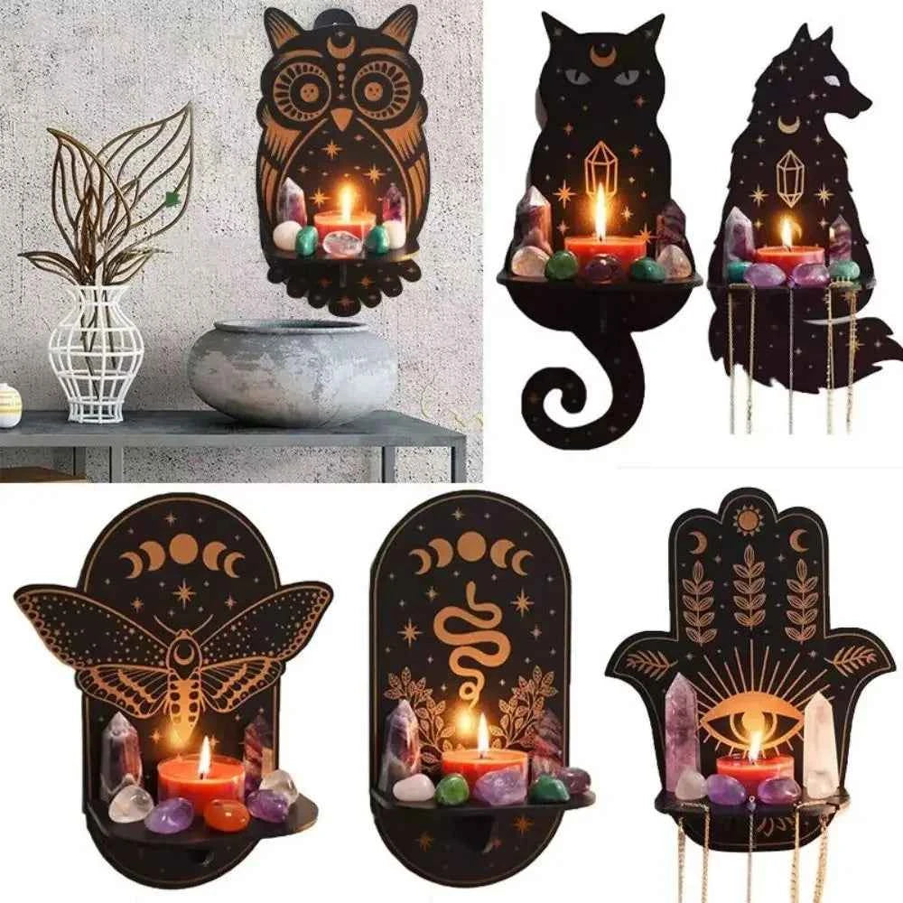 Wall Shelf Stone Wall Shelf Hand Wooden Display Stand Hanging Candle Holder Wall Decor Shelves  home decoration shelf decor
