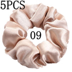 10/5 Pcs Satin Hair Scrunchies Set for Women & Girls – Soft Silk Elastic Hair Bands | Elegant Solid Color Ponytail Holders & Headwear Accessories