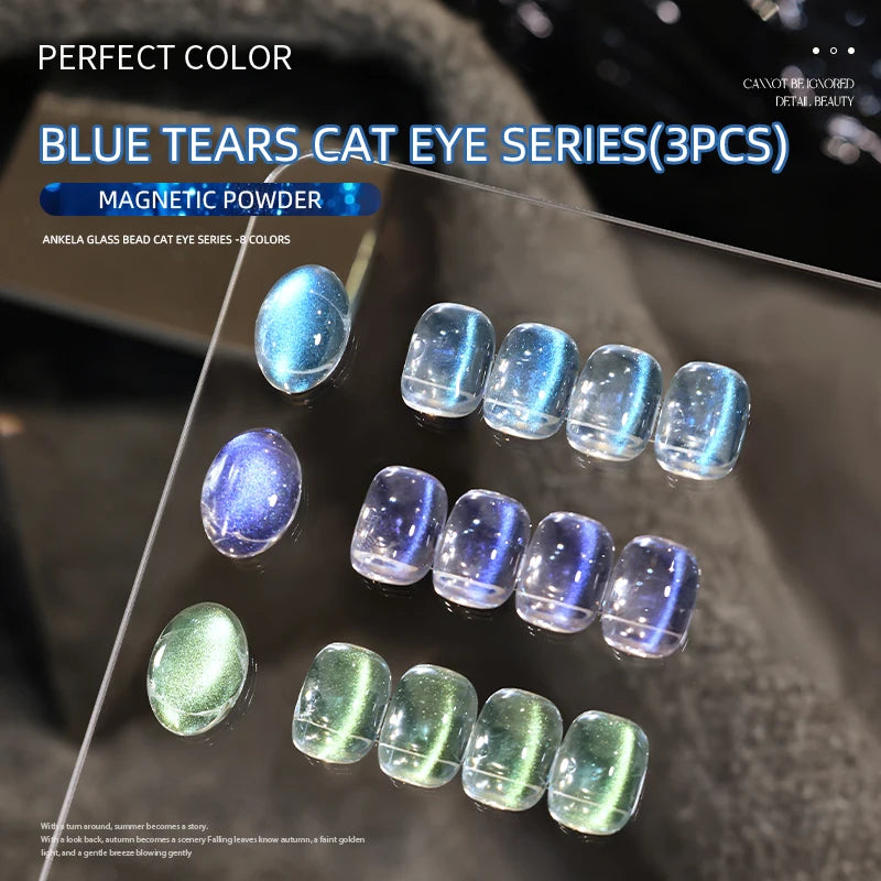 PERFECT COLOR Blue Tears Cat Eye Magnetic Gel Polish, 3g, UV LED Cure, Soak Off Gel Nail Polish, Blue Shimmer Effect