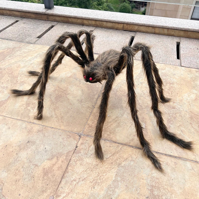Halloween Black Giant Spider Scary Artificial Plush Spider Home Bar Haunted House Scene Ornaments Props Holiday Outdoor Decors